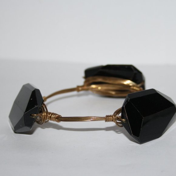 beautiful gold wire and black bangle